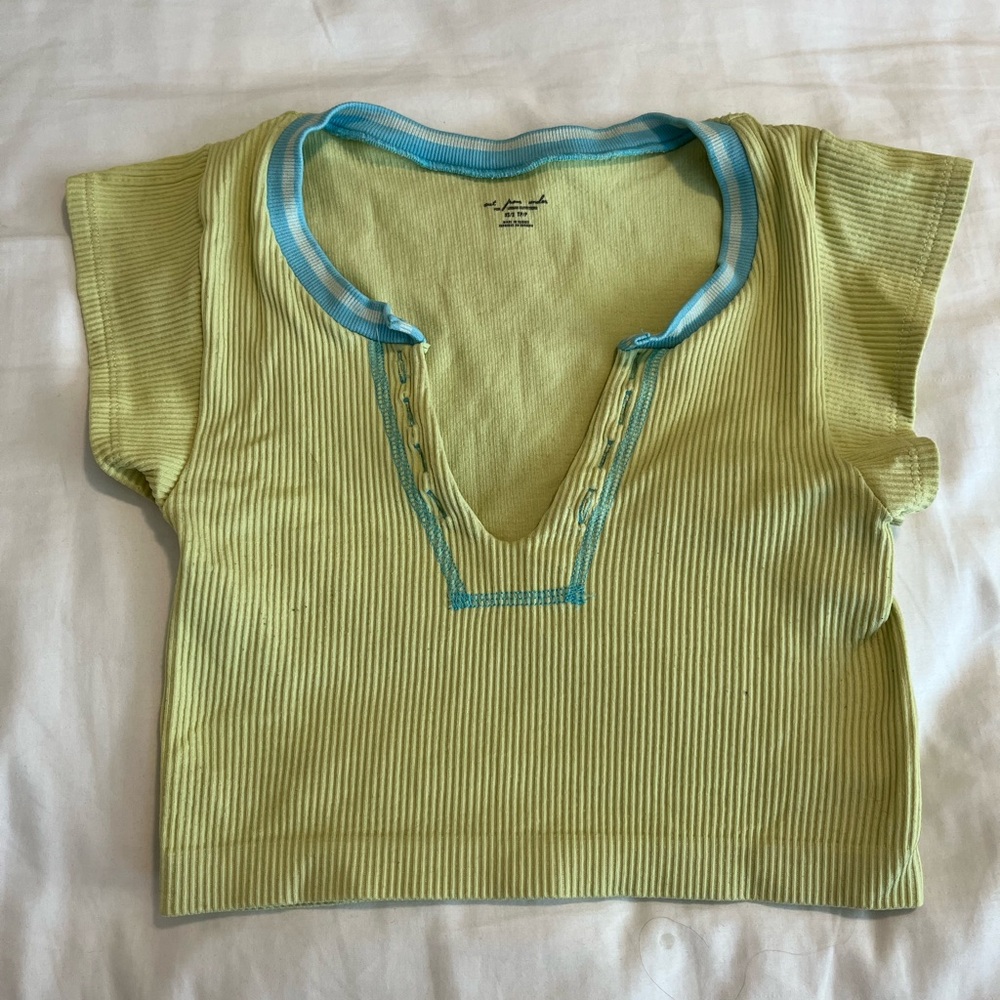 Urban Outfitters bright green and teal seamless top